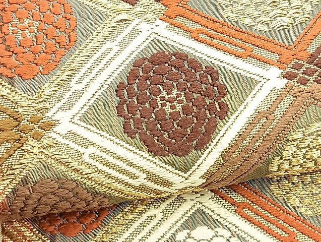 平和屋着物●六通柄袋帯 花蝶丸文 正絹 逸品 BAAM4215ab