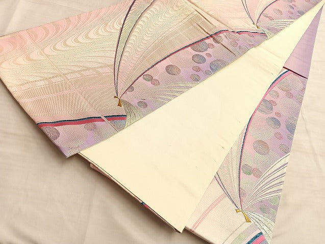 平和屋着物◎六通柄袋帯 流水文 金銀糸 正絹 逸品 BAAL2114du