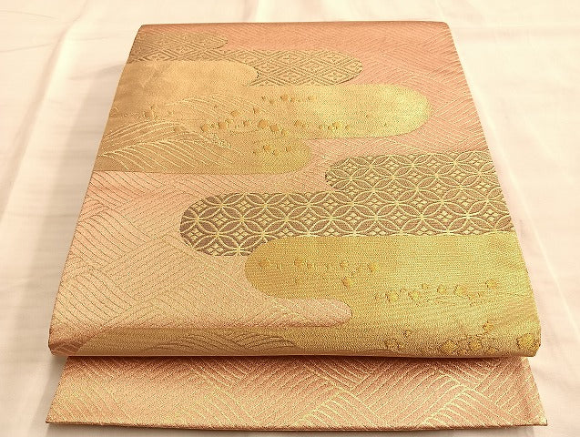 平和屋着物◎六通柄袋帯 霞瑞雲 正絹 逸品 BAAL2140du