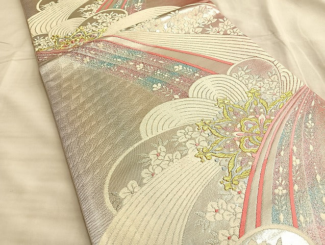平和屋着物◎六通柄袋帯 唐織 正倉院草花文 金銀糸 正絹 逸品 BAAL2159du