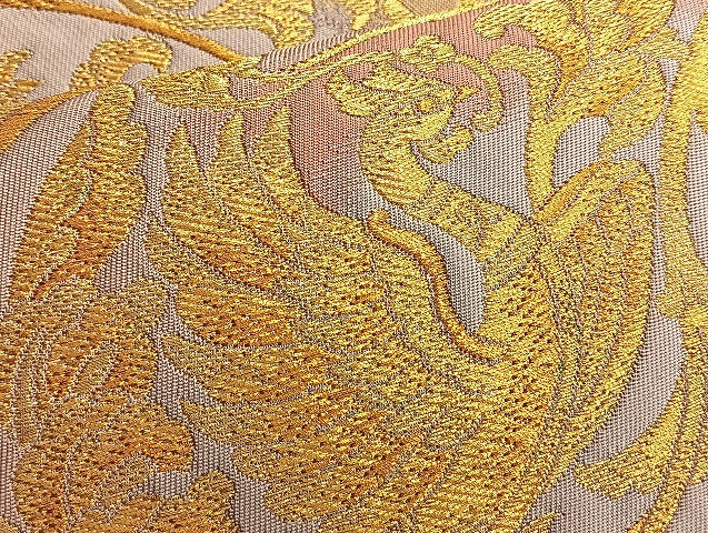 平和屋着物●六通柄袋帯 嵯峨野 鳳凰花文 金糸 引箔 正絹 逸品 BAAL2208du