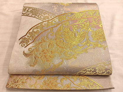 平和屋着物●六通柄袋帯 嵯峨野 鳳凰花文 金糸 引箔 正絹 逸品 BAAL2208du
