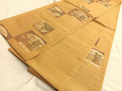 平和屋着物◎六通柄袋帯 唐織 風景文 金銀糸 正絹 逸品 BAAL2241du