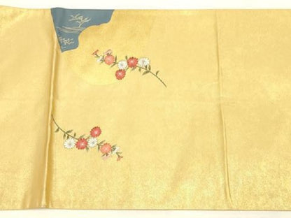 平和屋着物◎太鼓柄袋帯 刺繍 草花文 金糸 金彩 正絹 逸品 DAAK8093bc