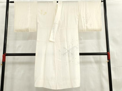 平和屋着物■長襦袢　無双仕立て　手描き　楽器文　銀彩　正絹　逸品　AAAN6119cs
