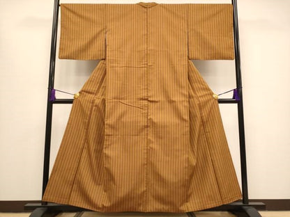 平和屋本店■希少　山下八百子　本場黄八丈　紬　市松綾織　逸品　CYAA0811s4