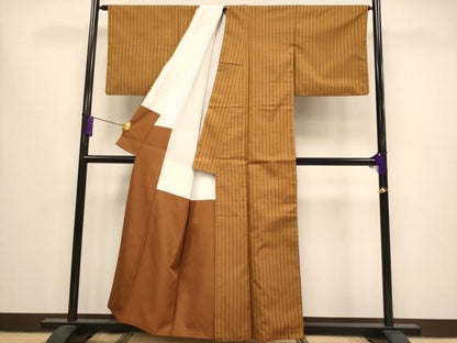 平和屋本店■希少　山下八百子　本場黄八丈　紬　市松綾織　逸品　CYAA0811s4