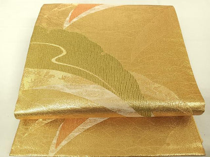 平和屋着物◎西陣　六通柄袋帯　芝文　金糸　証紙付き　正絹　逸品　DAAL3551cd