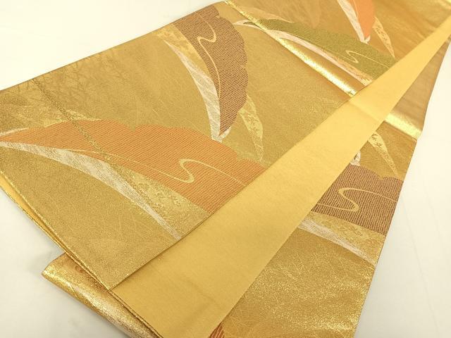 平和屋着物◎西陣　六通柄袋帯　芝文　金糸　証紙付き　正絹　逸品　DAAL3551cd