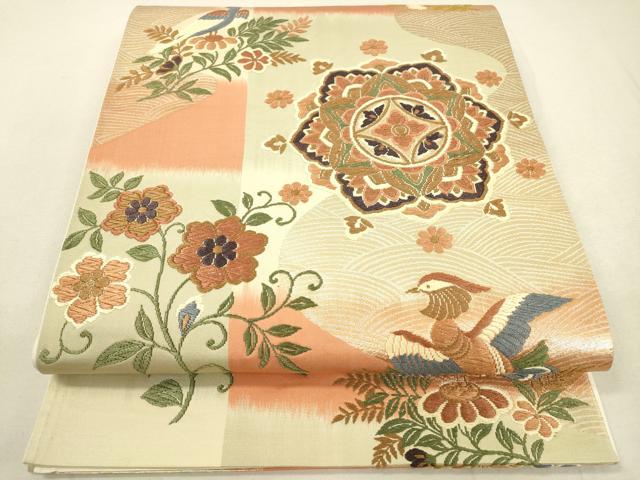 平和屋着物◎六通柄袋帯 唐織 正倉院花鳥文 金糸 正絹 逸品 DAAK8122bc