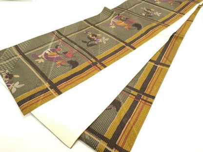 平和屋着物◎全通柄袋帯　花鳥文　正絹　逸品　DAAK8153bc