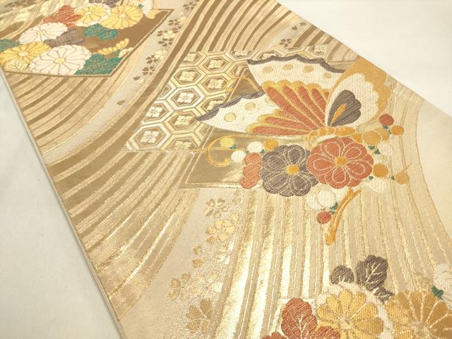 平和屋着物◎六通柄袋帯　花蝶文　金銀糸　正絹　逸品　DAAK8166bc