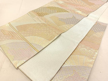 平和屋着物◎佐賀錦 六通柄袋帯 扇面吉祥文 金銀糸 二重箔 正絹 逸品 DAAL3071qp