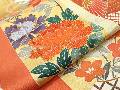 平和屋本店●極上 創業460年・千總 振袖 駒刺繍 鳳凰鴛鴦草花文 金彩 三越扱い 逸品 CZAA1310s5