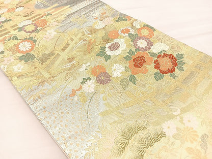平和屋着物●六通柄袋帯　唐織　蒔絵　金糸　正絹　逸品　BAAN2041if