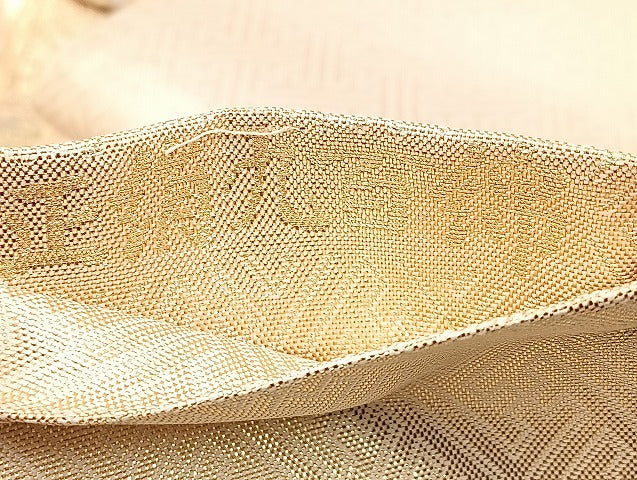 平和屋着物●本佐賀錦　六通柄袋帯　扇面花文　金糸　正絹　逸品　BAAN2030if