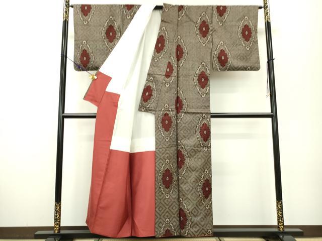 平和屋着物●希少　本場大島紬　龍郷絣　花菱文　正絹　逸品　DAAL1657fe