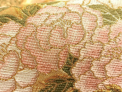 平和屋着物■六通柄袋帯 切嵌枝花文 金糸 正絹 逸品 BAAN0781du