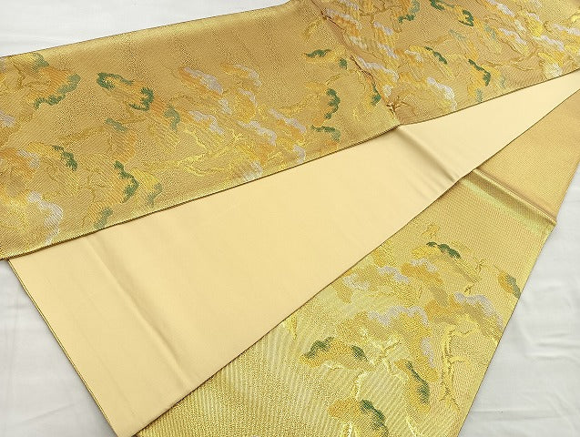 平和屋着物■六通柄袋帯 松 金銀糸 正絹 逸品 BAAN5652ea