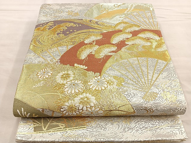 平和屋着物■六通柄袋帯 琳派集 金銀糸 正絹 逸品 BAAN4300ea