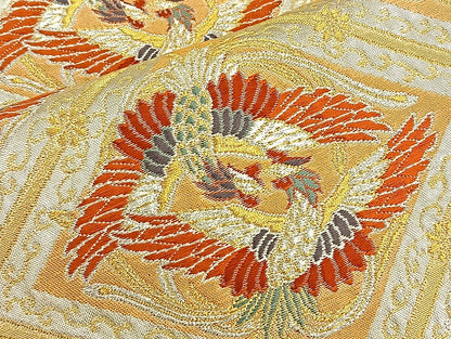 平和屋着物■六通柄袋帯 向かい鳳凰菱天井文 金銀糸 引箔 正絹 逸品 BAAN5456ea
