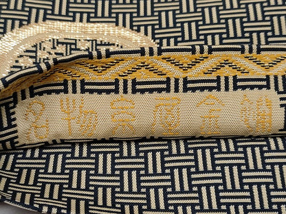 平和屋本店■極上　龍村晋謹製　全通柄袋帯　名物糸屋金襴　金糸　たとう紙・共箱付き　逸品　CYAA1356s5