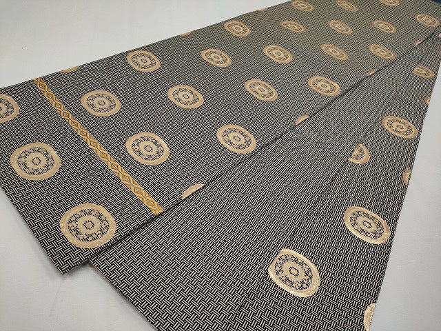 平和屋本店■極上　龍村晋謹製　全通柄袋帯　名物糸屋金襴　金糸　たとう紙・共箱付き　逸品　CYAA1356s5