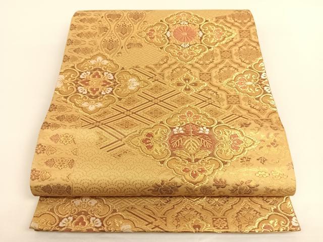 平和屋着物◎六通柄袋帯 彩箔華文 金糸 正絹 逸品 AAAO2969wt