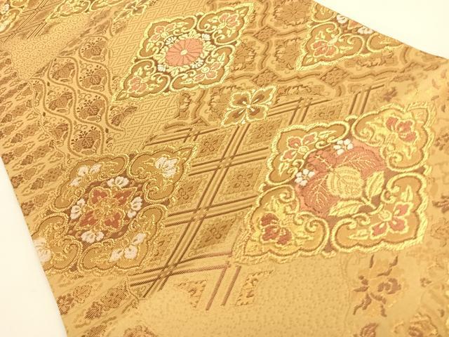 平和屋着物◎六通柄袋帯 彩箔華文 金糸 正絹 逸品 AAAO2969wt