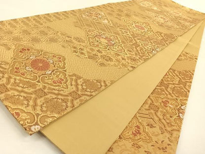 平和屋着物◎六通柄袋帯 彩箔華文 金糸 正絹 逸品 AAAO2969wt
