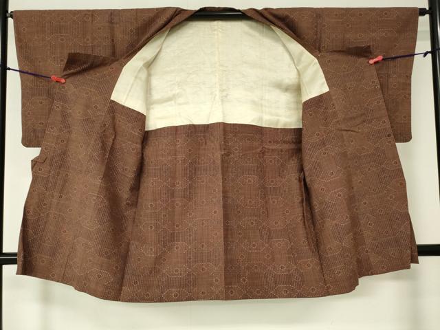 平和屋着物■道行コート 幾何学文様 ロング丈 正絹 逸品 DAAL9255cm