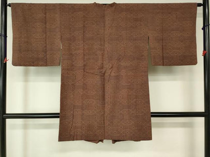 平和屋着物■道行コート 幾何学文様 ロング丈 正絹 逸品 DAAL9255cm