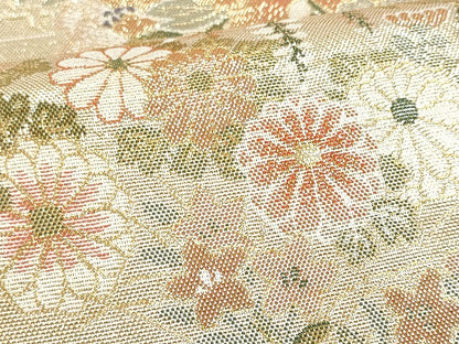 平和屋着物■佐賀錦 六通柄袋帯 地紙花鳥文 金糸 正絹 逸品 CAAL5394fb