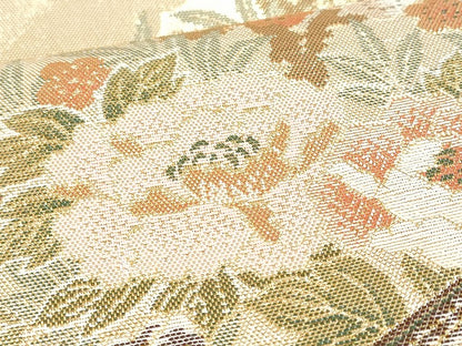 平和屋着物■佐賀錦 六通柄袋帯 地紙花鳥文 金糸 正絹 逸品 CAAL5394fb
