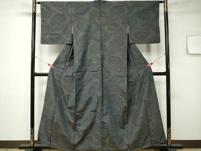 平和屋着物▲本場大島紬　泥染め　7マルキ　吉祥文　正絹　逸品　CAAM1342ev