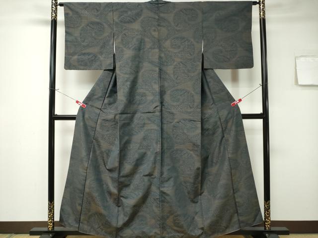平和屋着物▲本場大島紬　泥染め　7マルキ　吉祥文　正絹　逸品　CAAM1342ev