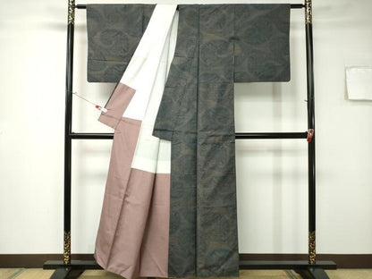 平和屋着物▲本場大島紬　泥染め　7マルキ　吉祥文　正絹　逸品　CAAM1342ev