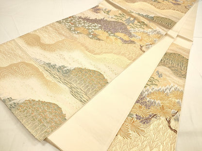 平和屋着物◎六通柄袋帯　唐織　九百錦　風景花文　純金二重箔　正絹　逸品　DAAK7562xg