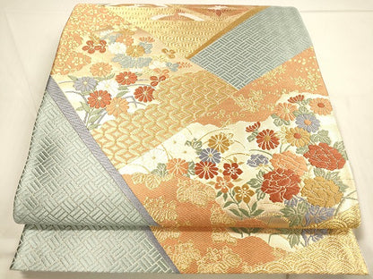 平和屋着物◎西陣　六通柄袋帯　唐織　吉祥花文　金糸　正絹　逸品　DAAK7565xg