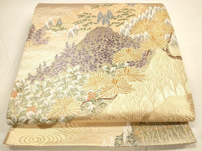 平和屋着物◎六通柄袋帯　唐織　九百錦　風景花文　純金二重箔　正絹　逸品　DAAK7562xg