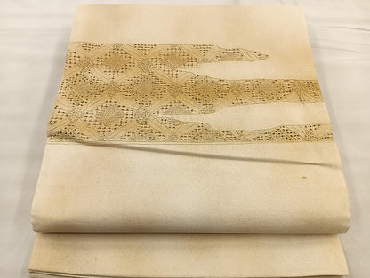平和屋着物●太鼓柄袋帯 スワトウ相良刺繍 七宝花文 金彩 正絹 逸品 BAAO4314ea