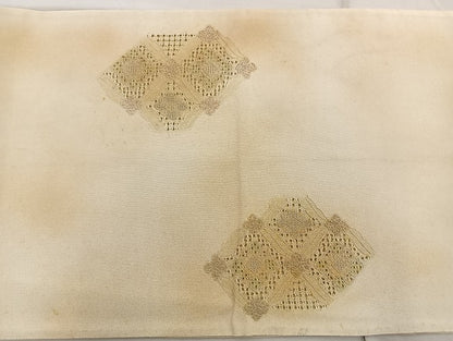 平和屋着物●太鼓柄袋帯 スワトウ相良刺繍 七宝花文 金彩 正絹 逸品 BAAO4314ea