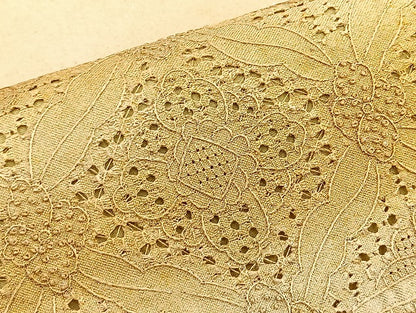 平和屋着物●太鼓柄袋帯 スワトウ相良刺繍 七宝花文 金彩 正絹 逸品 BAAO4314ea