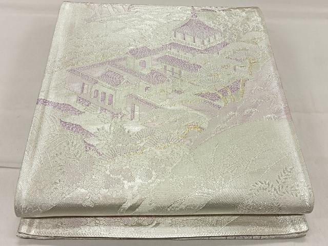 平和屋着物◎900織佐賀錦　六通柄袋帯　風景草木文　金銀糸　正絹　逸品　CAAL5981kb