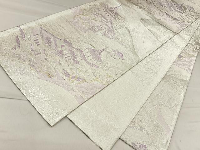 平和屋着物◎900織佐賀錦　六通柄袋帯　風景草木文　金銀糸　正絹　逸品　CAAL5981kb