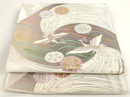 平和屋着物◎六通柄袋帯 花鳥文 金糸 正絹 逸品 AAAP5449st