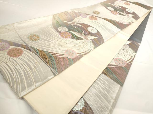 平和屋着物◎六通柄袋帯 花鳥文 金糸 正絹 逸品 AAAP5449st