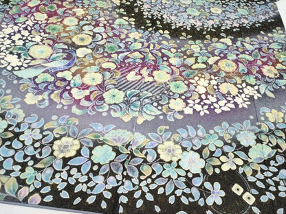 平和屋本店●極上 訪問着 辻が花 絞り 暈し染め 黒地 金通し地 逸品 CYAA1598s5