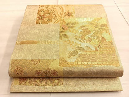 平和屋着物◎六通柄袋帯 正倉院類聚 金糸 引箔 正絹 逸品 BAAQ4036du