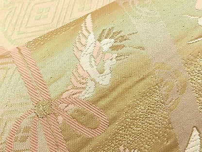 平和屋着物◎六通柄袋帯 唐織 飛鶴几帳花文 金糸 正絹 逸品 BAAQ6262if